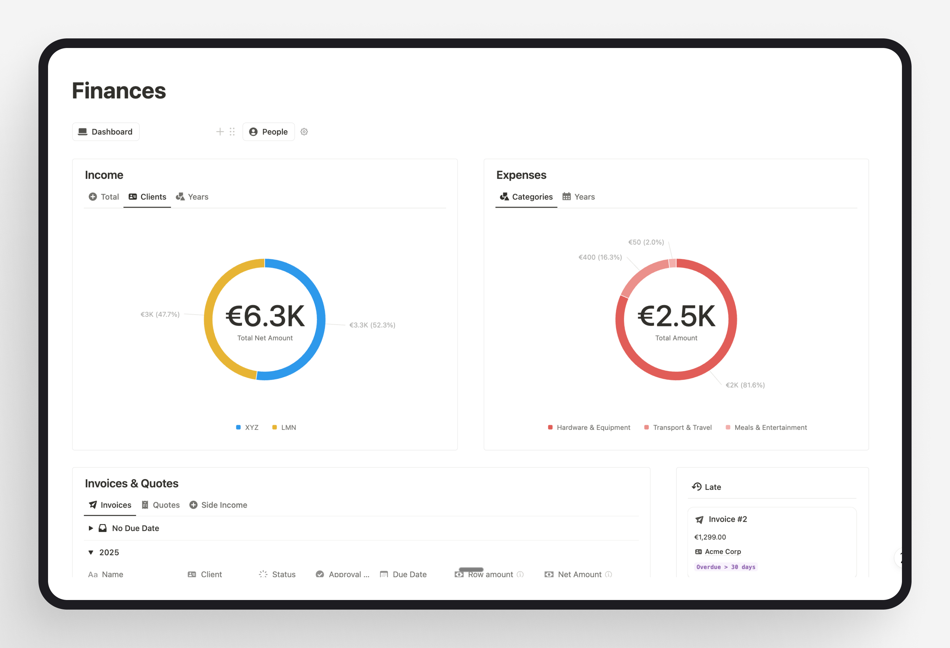 Freelance OS Finance Dashboard